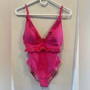 J.Crew ruffle plunge V-neck one-piece